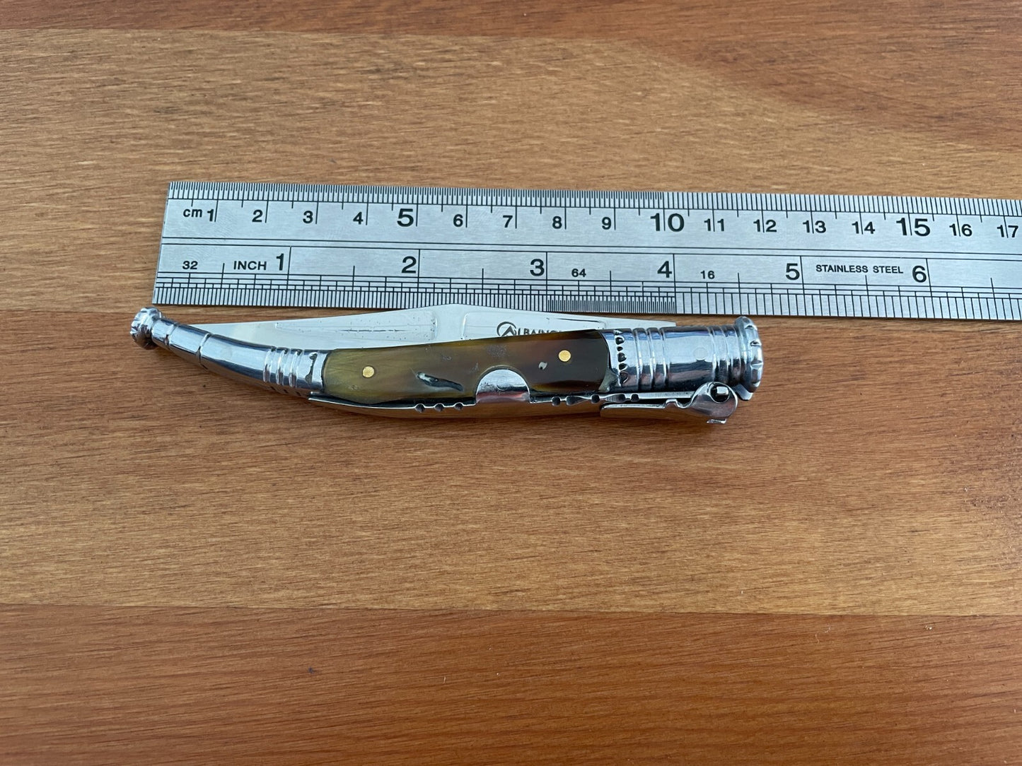 3.34” Spanish Navaja Serrana Folding Pocket Knife Bullhorn Handle - US Seller