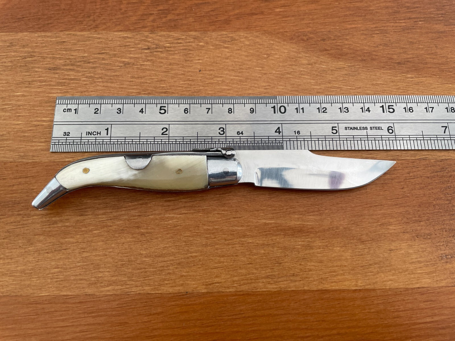 2.75” Spanish Navaja Teja Albacete Inox Pocket Knife Genuine Bullhorn Scales