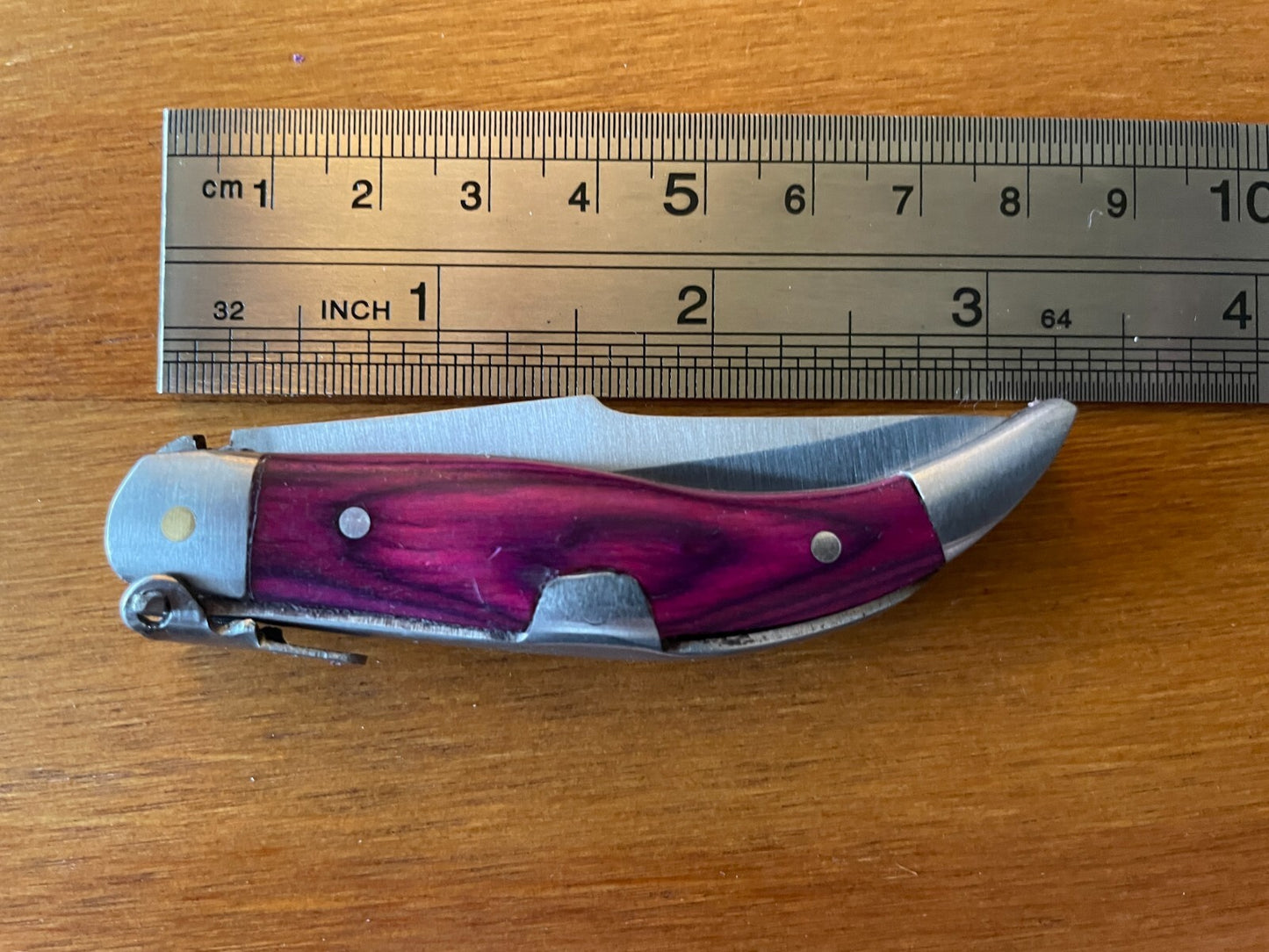 2.5” Spanish Navaja Teja Albacete Pocket Knife Purple Wood Scales - USA Seller