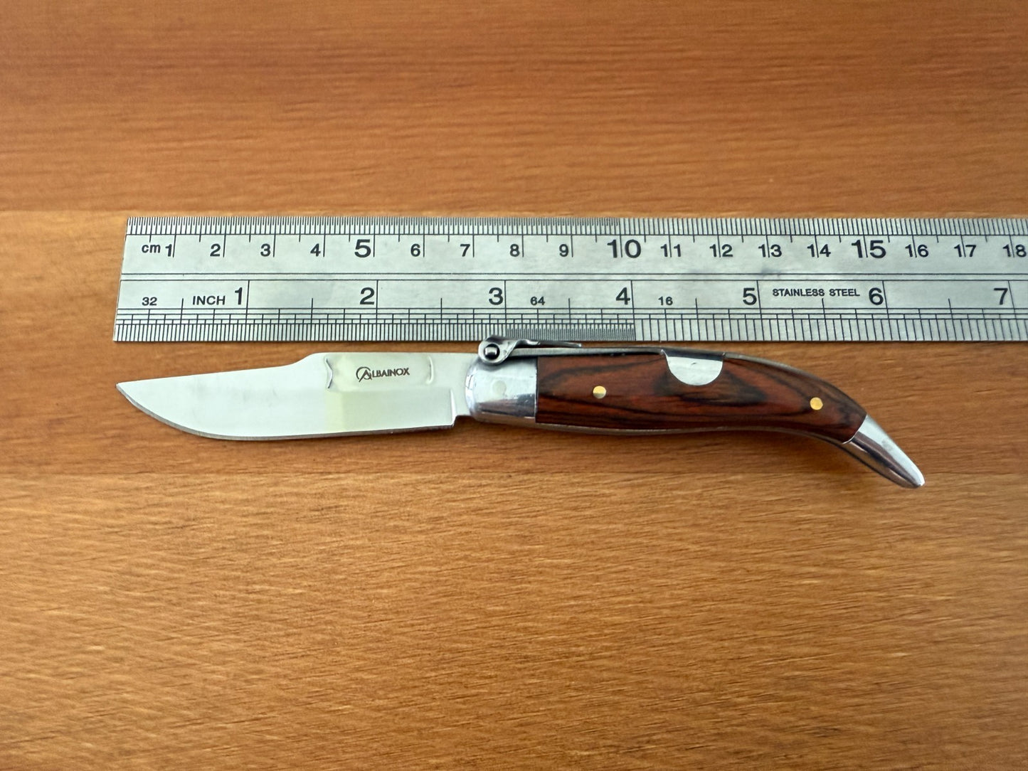 2.8" Steel Spanish Navaja Teja Albacete Folding Pocket Knife Stamina Wood Scales