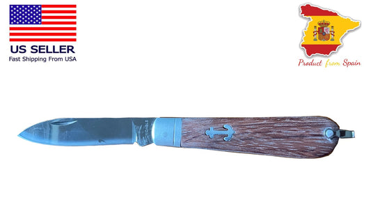 3.14" Pocket Knife Sword Point Wooden Handle Sailor / Marinera Navaja Spain