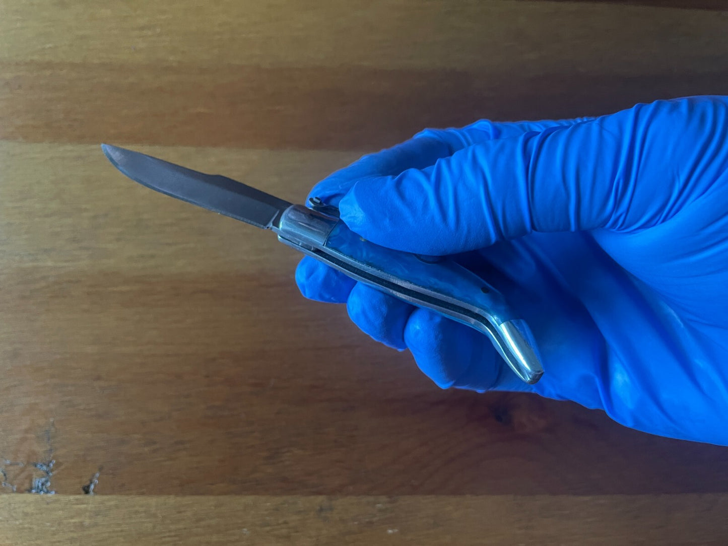 2” Spanish Navaja Teja Albacete Pocket Knife Blue Celluloid Scales From Spain