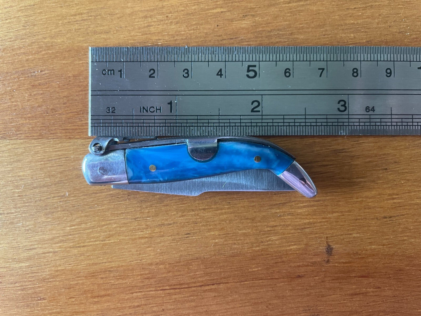 2” Spanish Navaja Teja Albacete Pocket Knife Blue Celluloid Scales From Spain