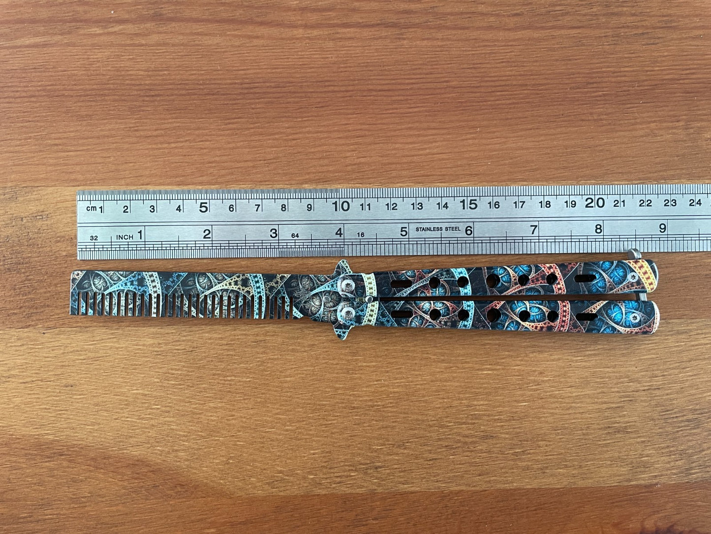 3.9" Steel Comb-style Trainer Dull 3D-printed Handle and Blade Clock Gear Design