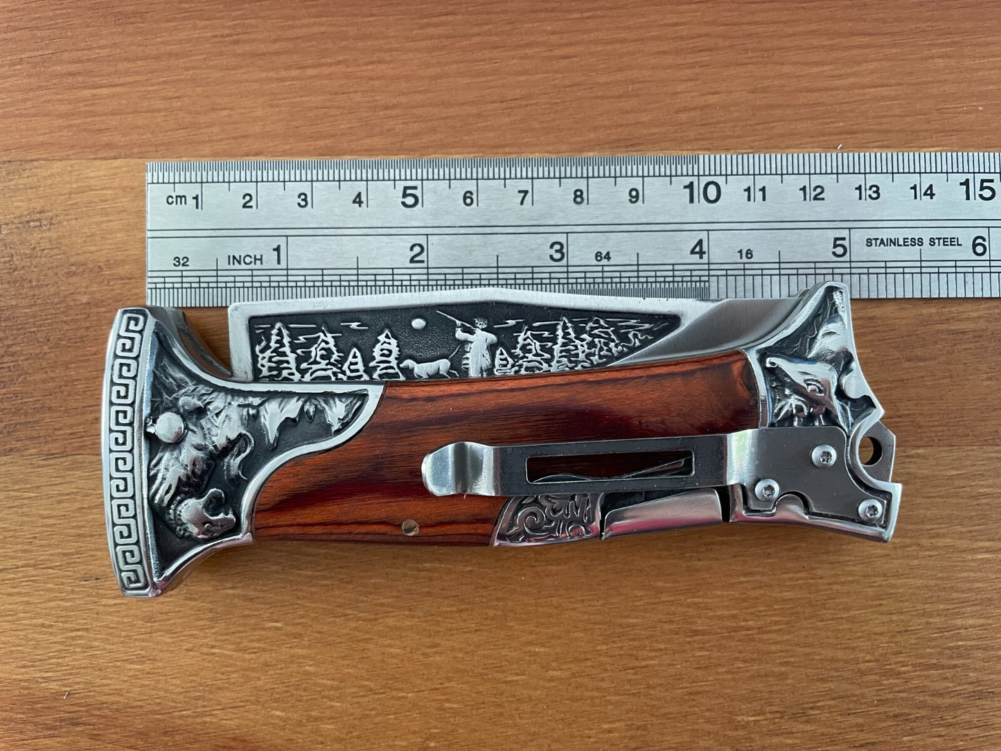 3.9" Stainless Steel Folding Knife Hunter Heavy Duty Navaja Lock Back Belt Clip