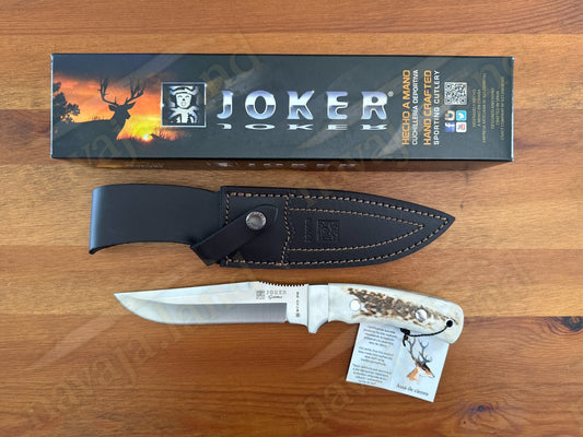 Joker Gamo Fixed Blade Hunting Knife 6.10" Mova 1.4116 Steel Genuine Stag Horn