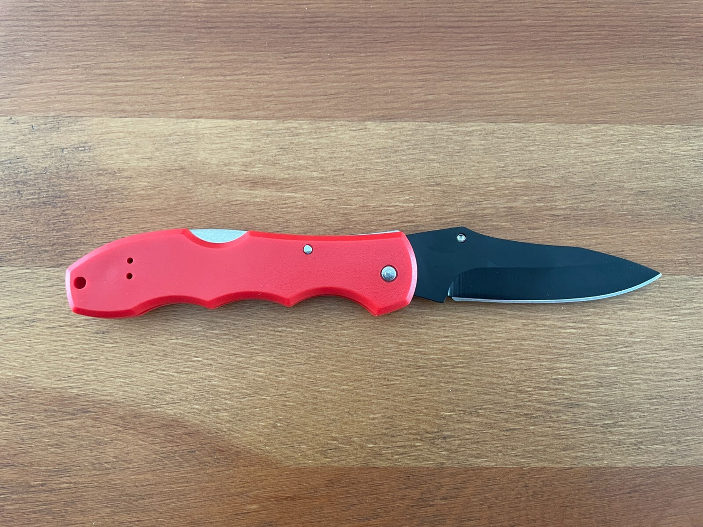 3.3" Black Stainless Steel Blade Tactical Pocket Knife Red Plastic Handle