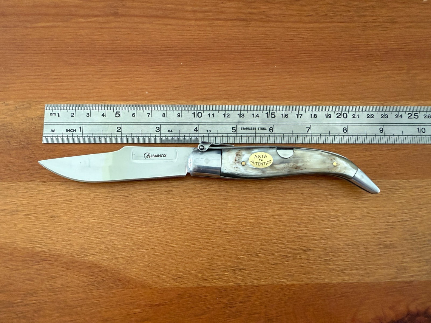 3.7" Spanish Navaja Teja Albacete Folding Pocket Knife Genuine Bull Horn Scales