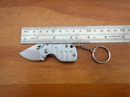1.2" Stainless Steel Blade Keychain Mini Folding Knife Liner Lock Silver - Spain