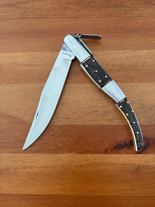 6.5" Long Blade Arabian Style Ratchet Navaja Folding Knife Deer Antler Imitation