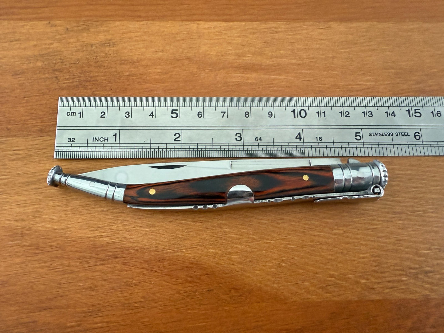 3.9 in. Estilete Spanish Navaja Pocket Knife Pakkawood Handle Billet Lock Spain