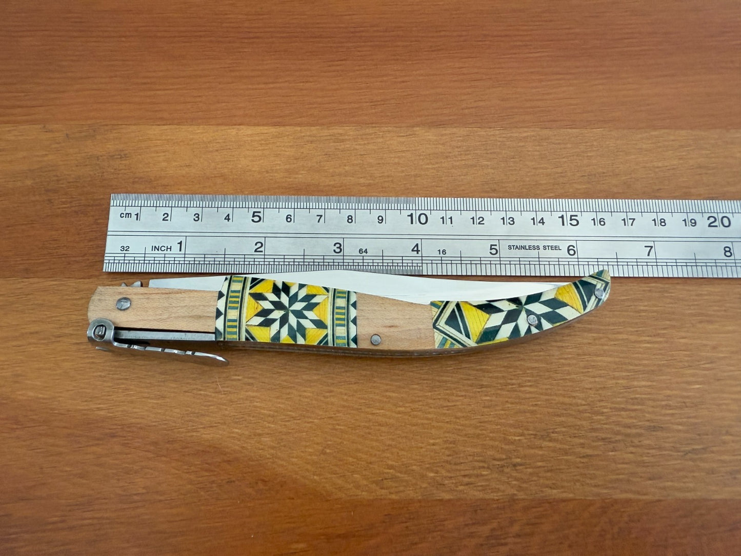 5" Arabian Style Spanish Navaja with Ratchet Pocket Knife Maple Wood Handle