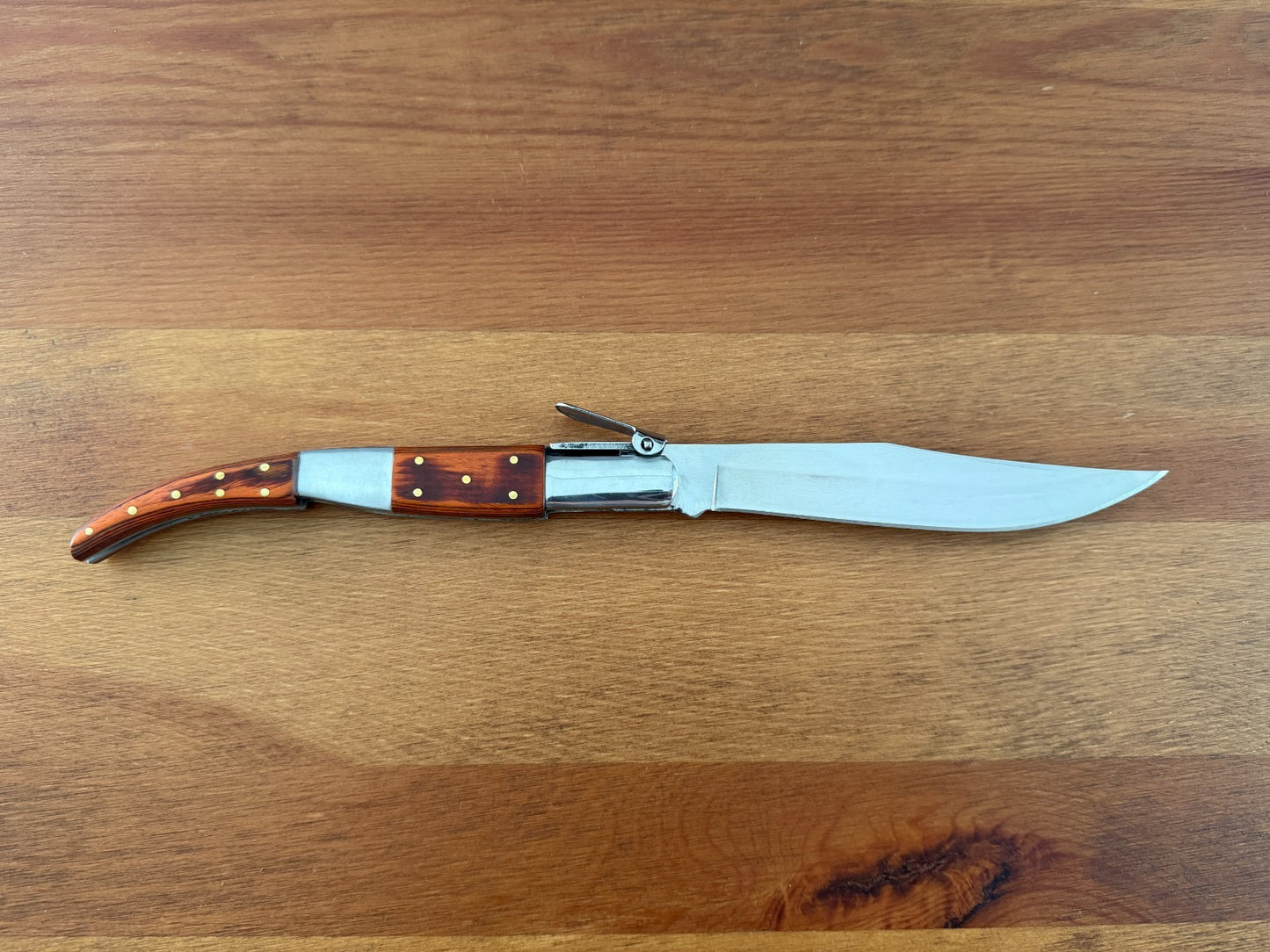 5.3" Arabian Style Navaja Folding Knife Red Wood Scales w/ Ratchet From Spain