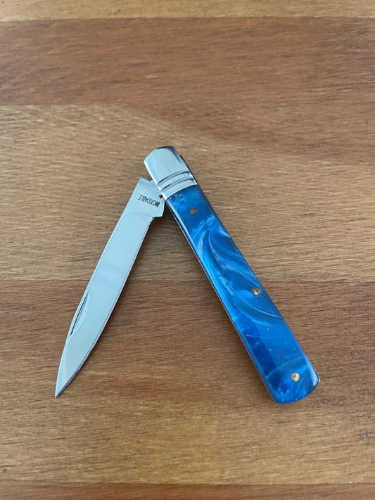 2.5" Spanish Navaja Albacete Classic Pocket Knife Blue Celluloid Scales