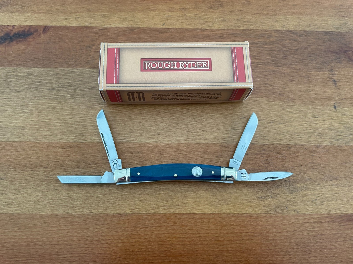 Rough Ryder Navy Blue Smooth Bone Congress 3 5/8" Pocket Knife RR1950