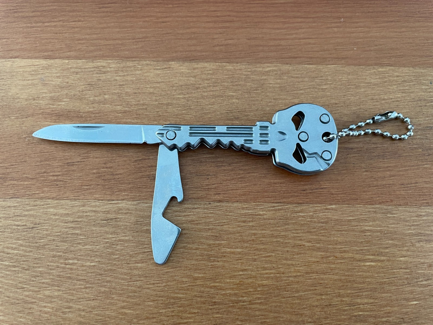 Skull Key Ring Knife 1.8-in Blade With Bottle Opener Polished Finish From Spain
