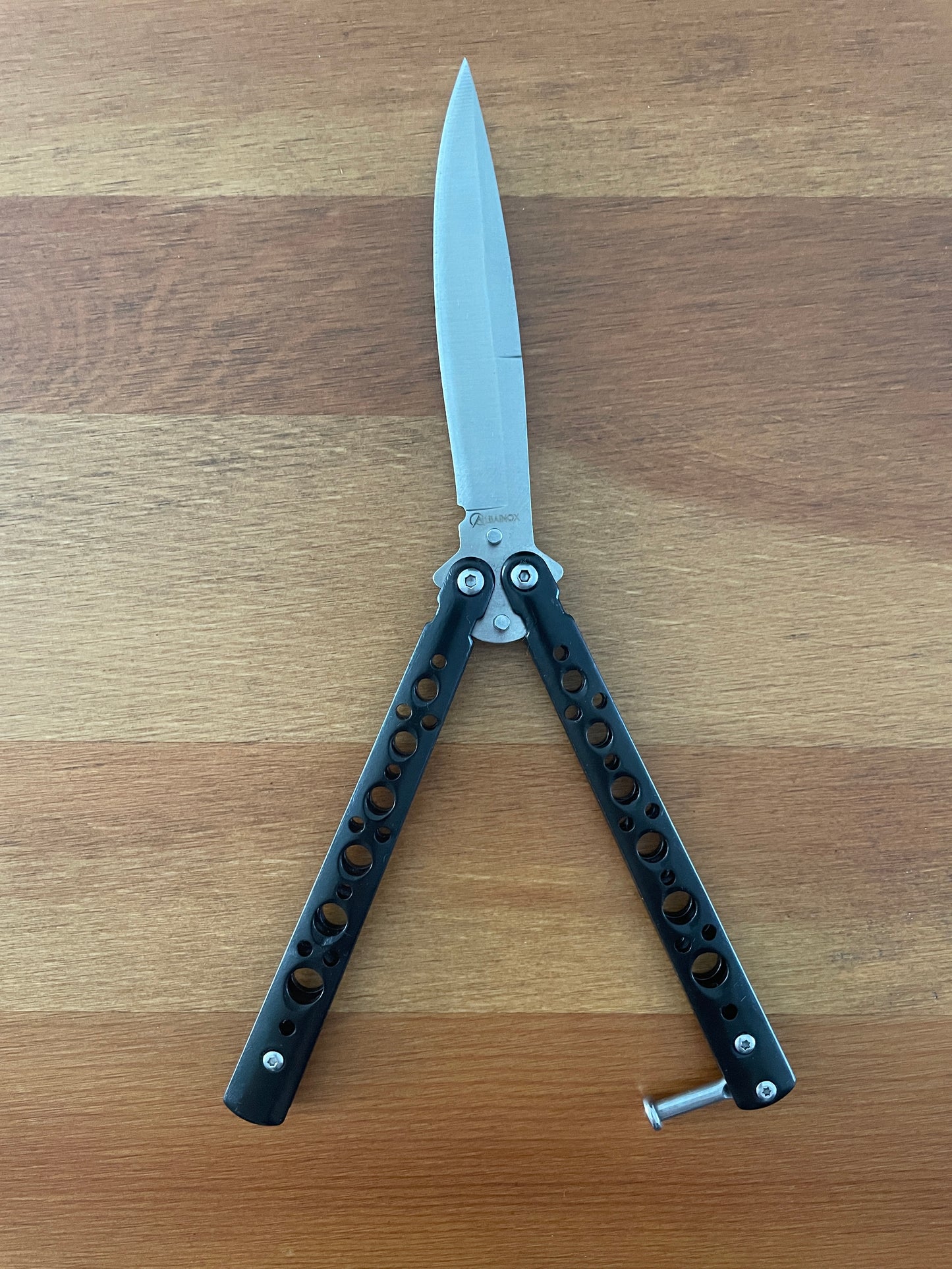 3.9" Stainless Blade Fan Knife With Chrome Zamak Handle and Holes