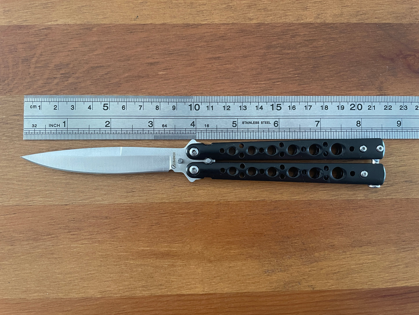 3.9" Stainless Blade Fan Knife With Chrome Zamak Handle and Holes