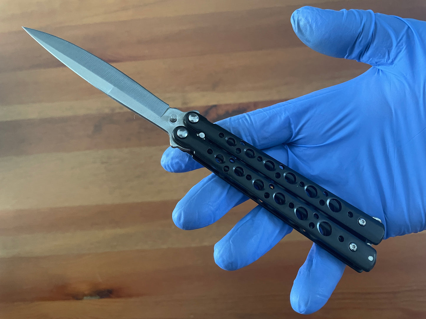 3.9" Stainless Blade Fan Knife With Chrome Zamak Handle and Holes