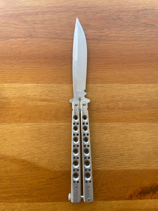 4.4" Stainless Steel Satin Blade Fan Knife Lock on Handle Adjustable