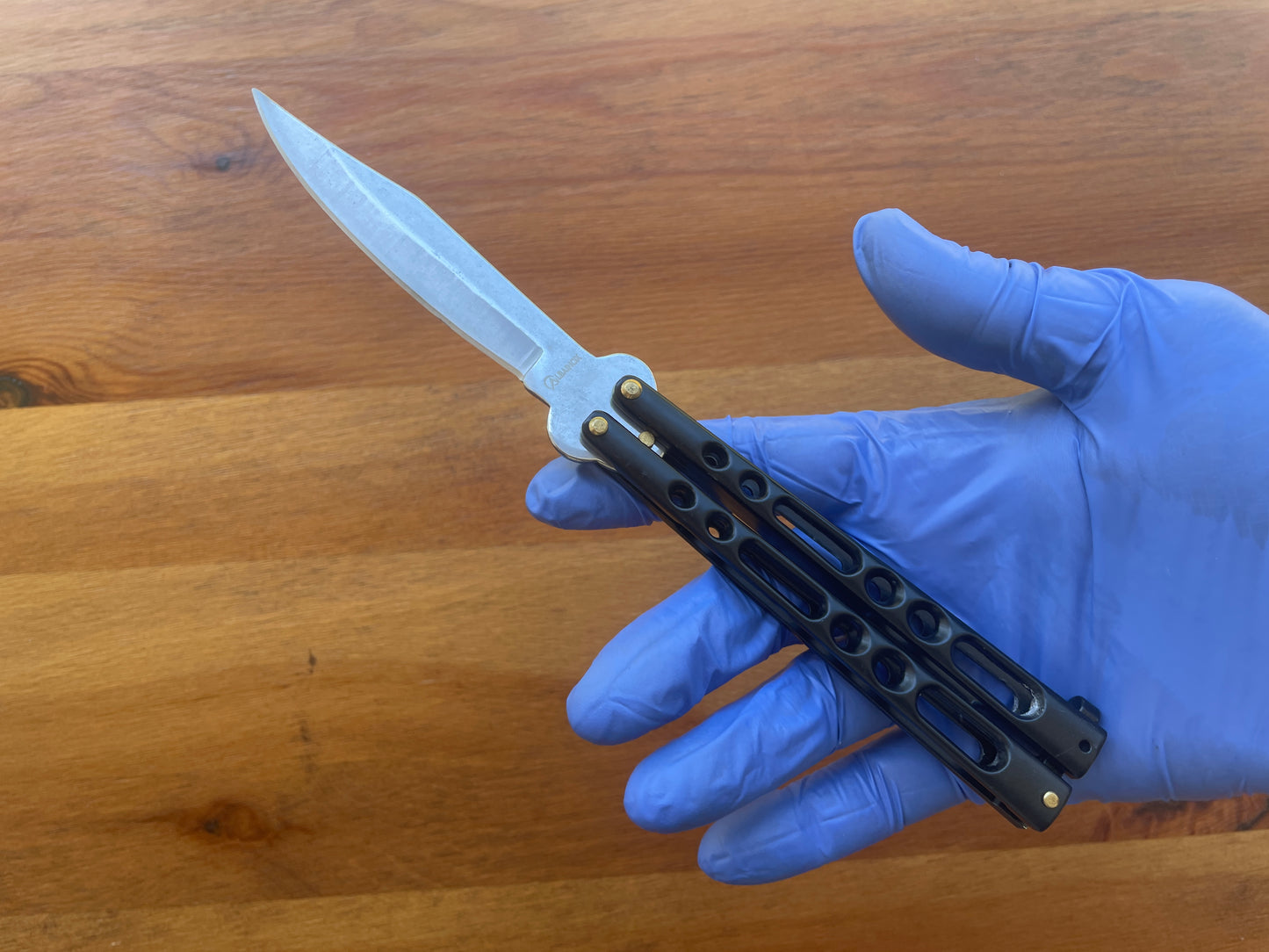 3.9" Stainless Blade Fan Knife With Zamak Black Handle Lock in Handle
