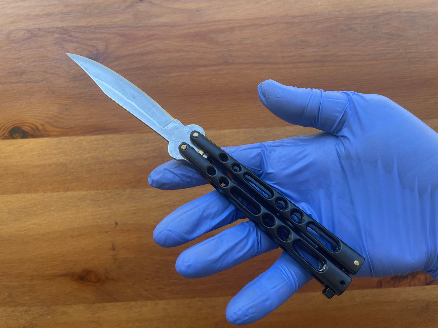 3.9" Stainless Blade Fan Knife With Zamak Black Handle Lock in Handle