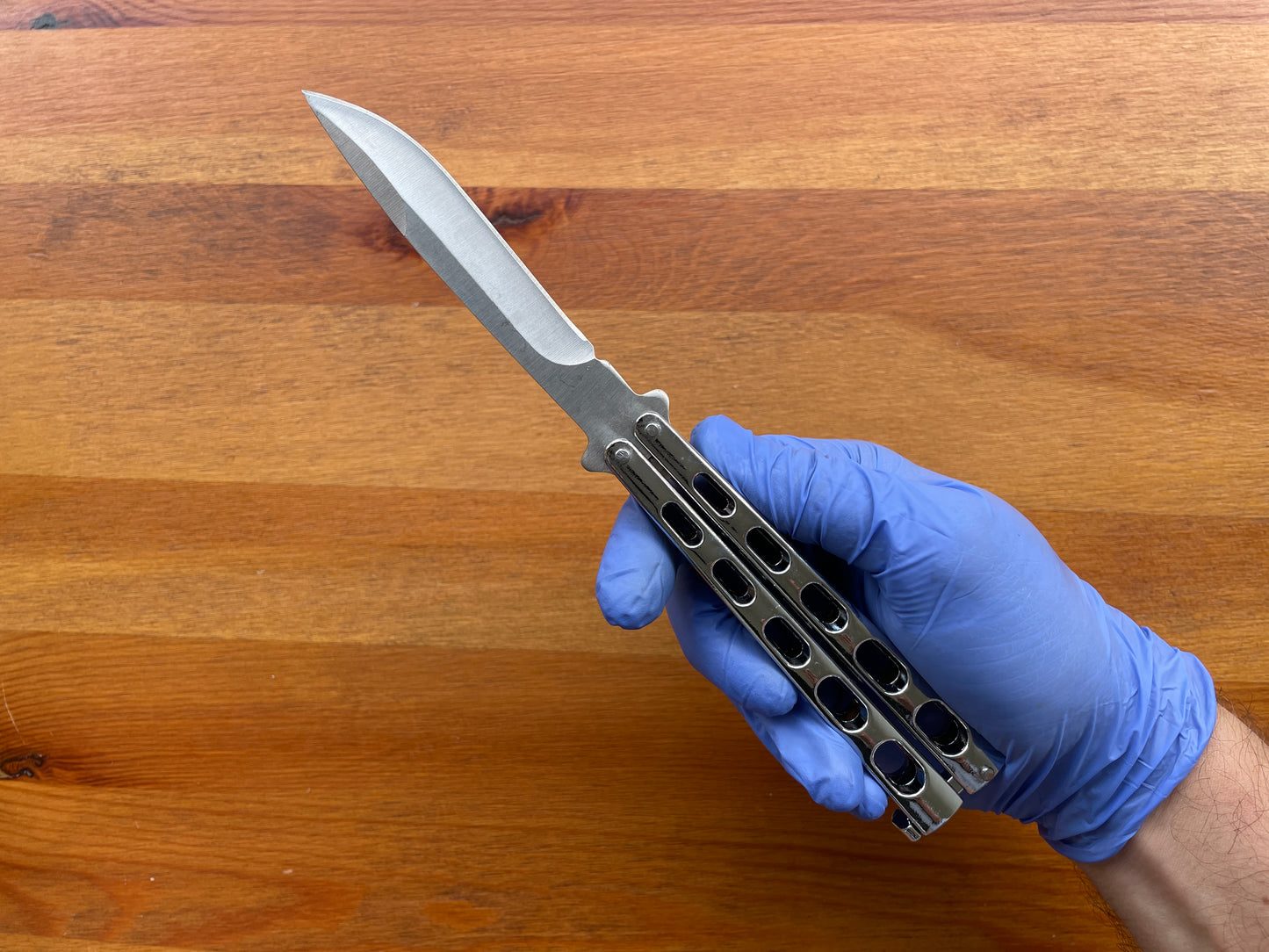 4.33" Stainless Blade Stain Finish Fan Folding Knife Silver Steel Handle