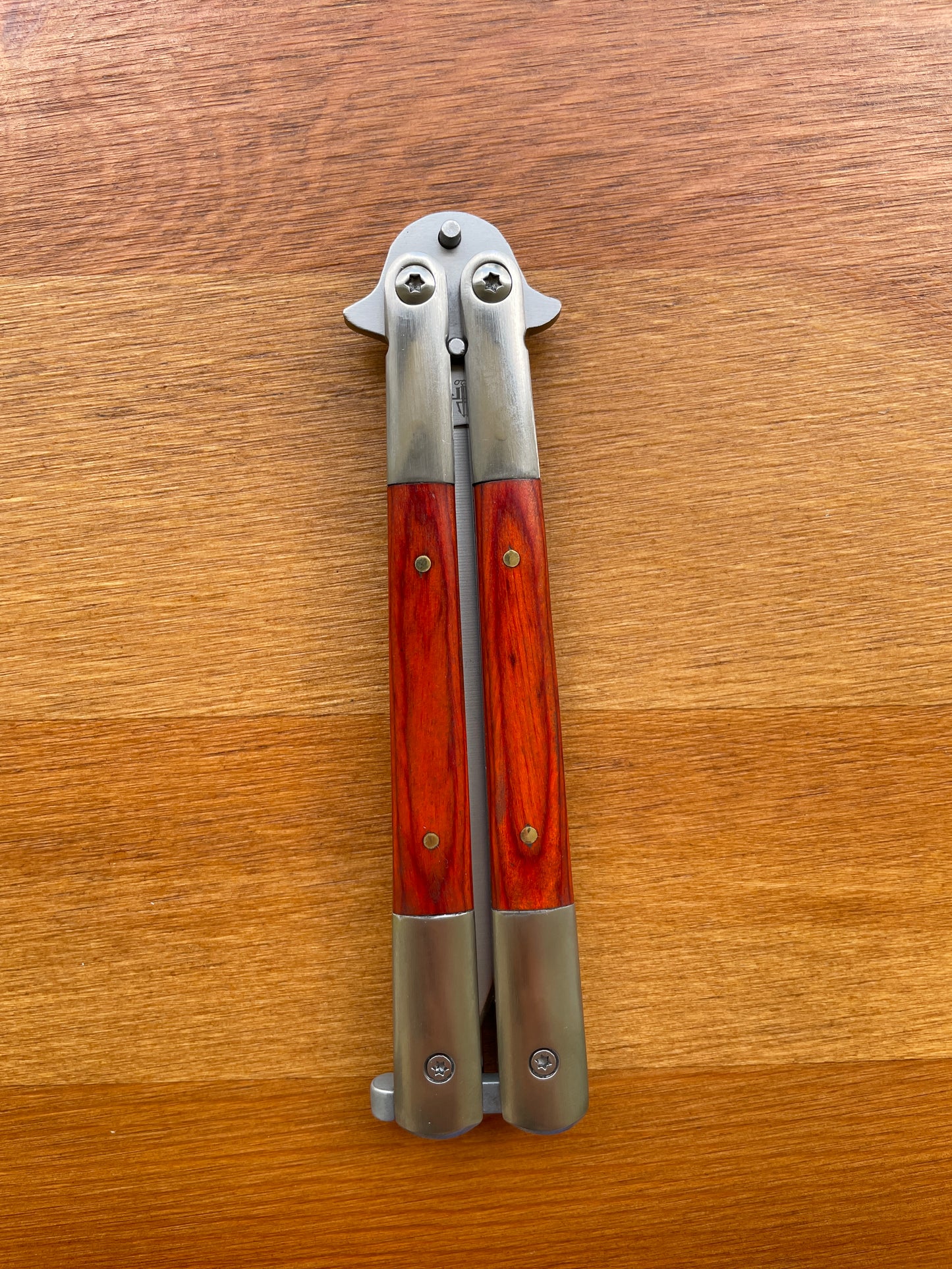 4.5" Stainless Steel Blade Fan Folding Knife Wood Scales Handle