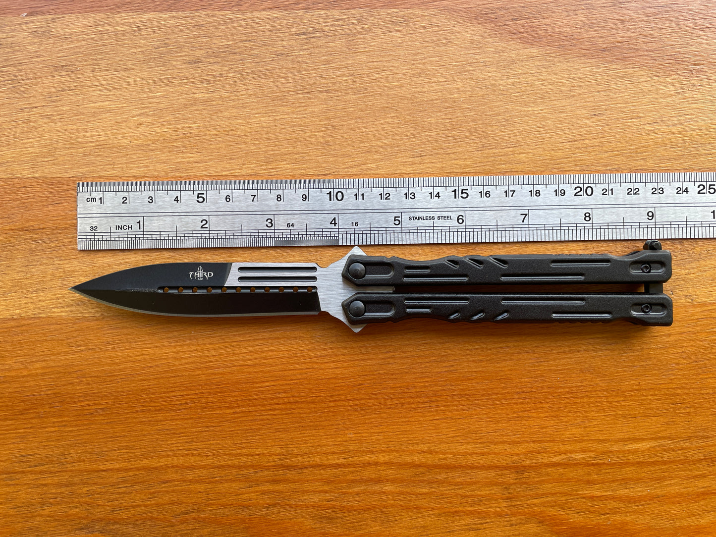 4.8" Polished Stainless Steel Blade Folding Fan Knife Steel Handle