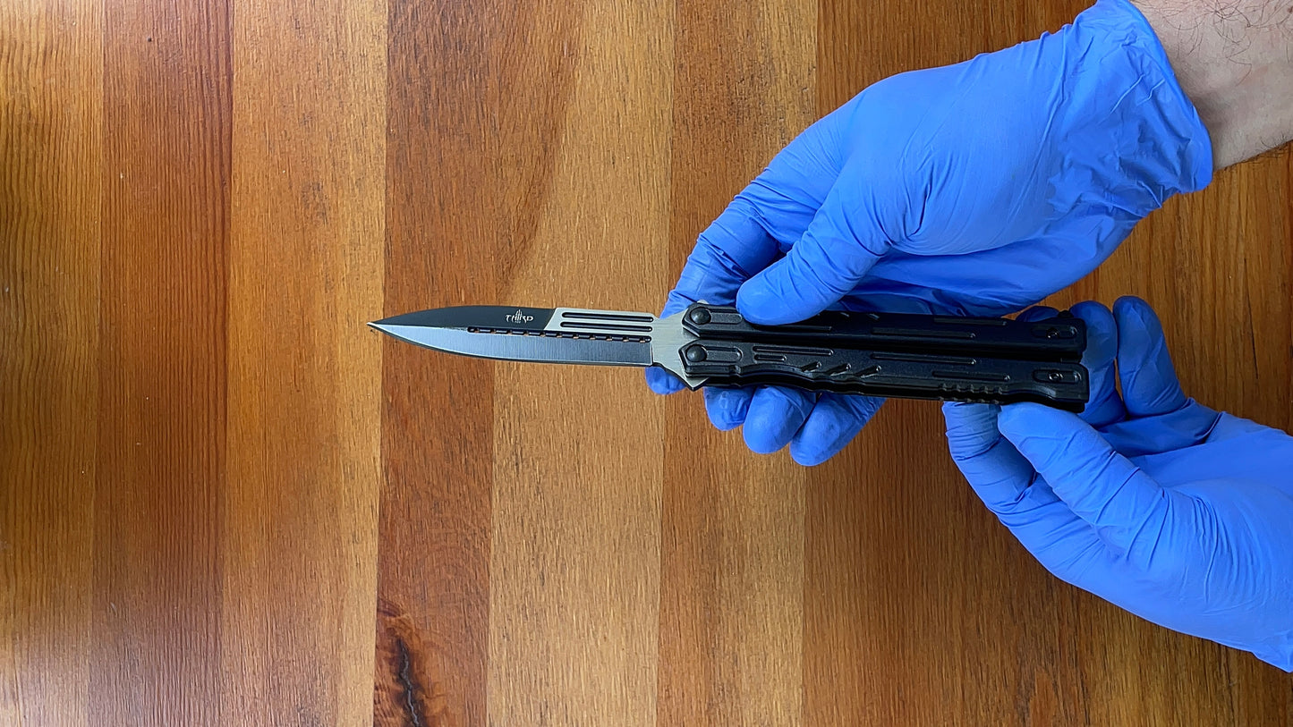4.8" Polished Stainless Steel Blade Folding Fan Knife Steel Handle