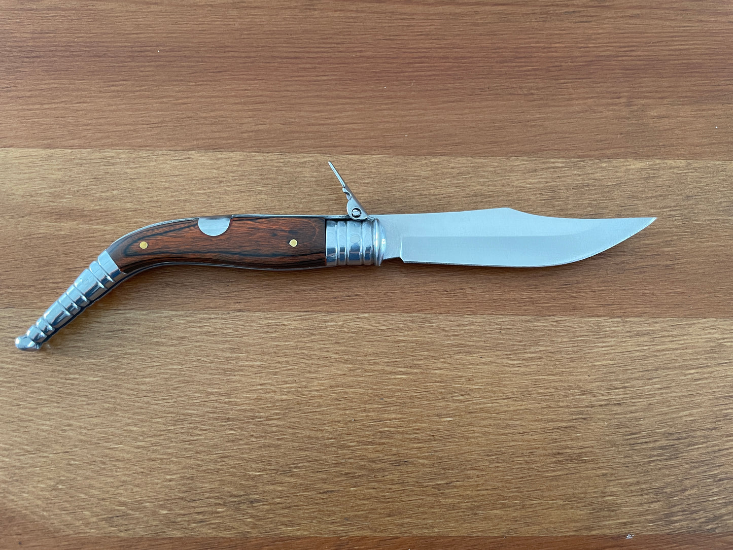 3.5” Sevillana Style Navaja Pocket Knife Red Wood Scales From Spain With Ratchet