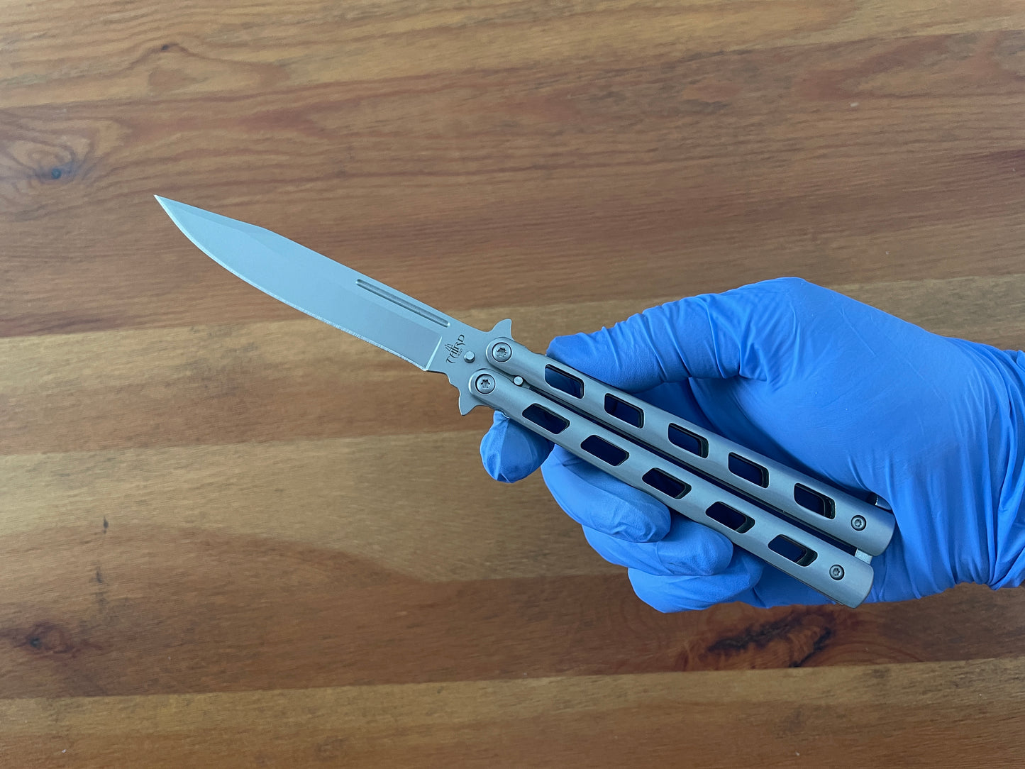 4.7" Stainless Steel Blade Folding Fan Knife Stainless Steel Handle with Holes