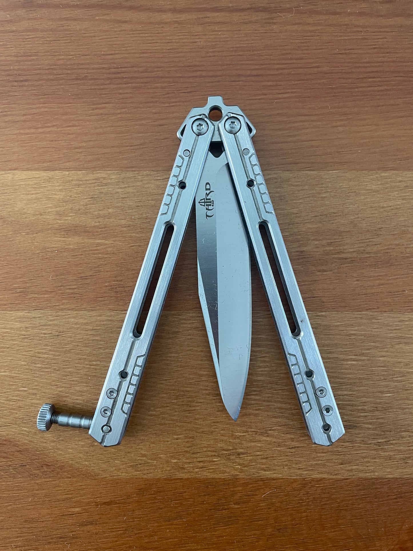 4.13" Stainless Blade Fan Folding Knife CNC Laser Satin Finish