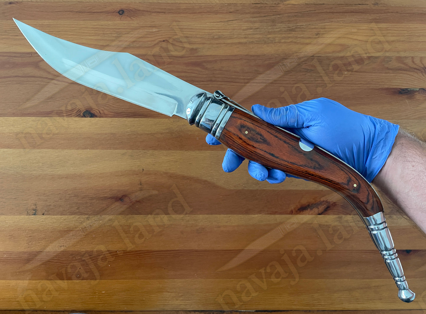9" Blade Giant Navaja Sevillana Folding Knife Red Wood Scales w/ Ratchet - Spain
