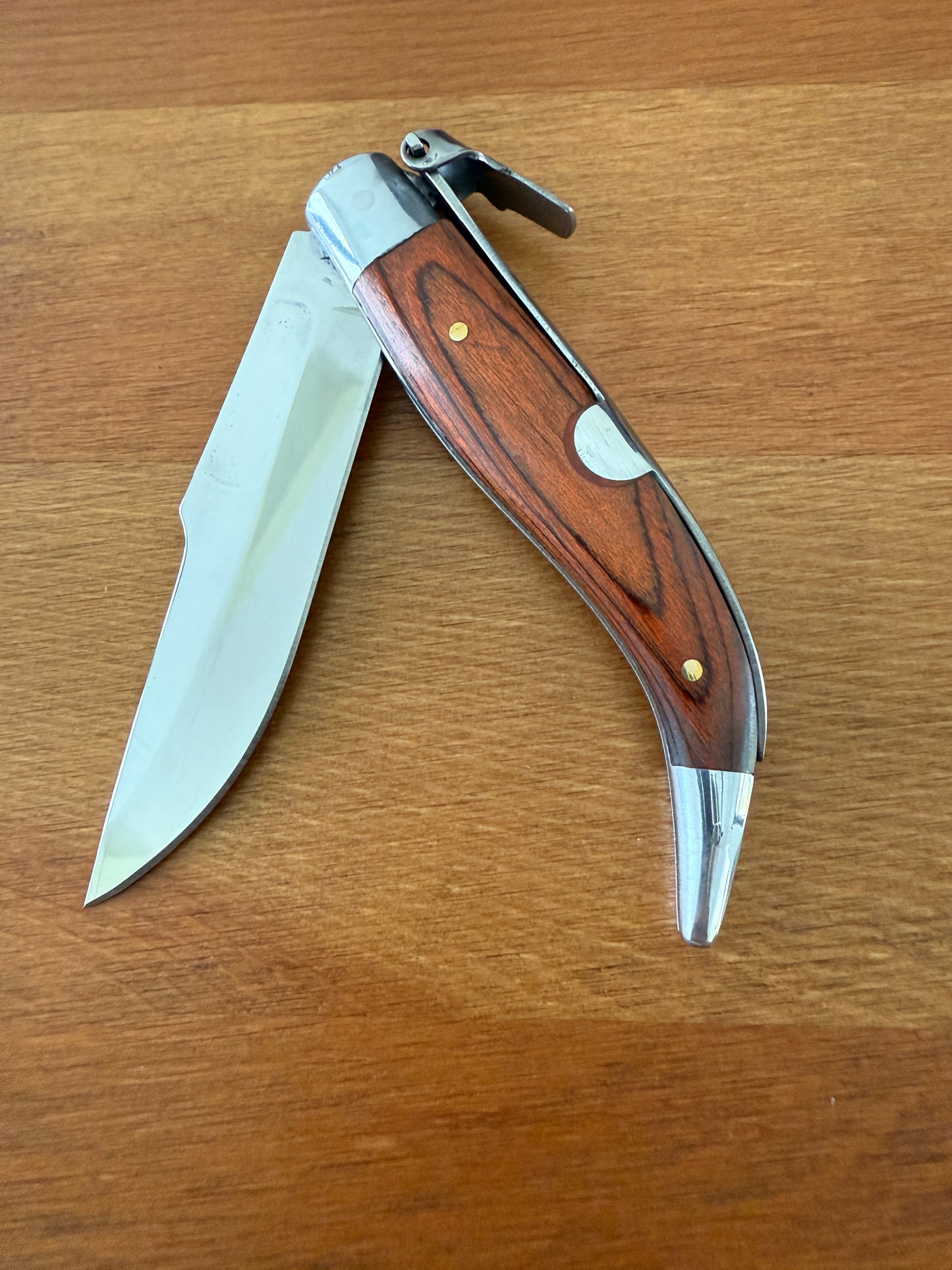 3.14” Spanish Navaja Teja Albacete Pocket Knife Red Wood Handmade - USA Seller