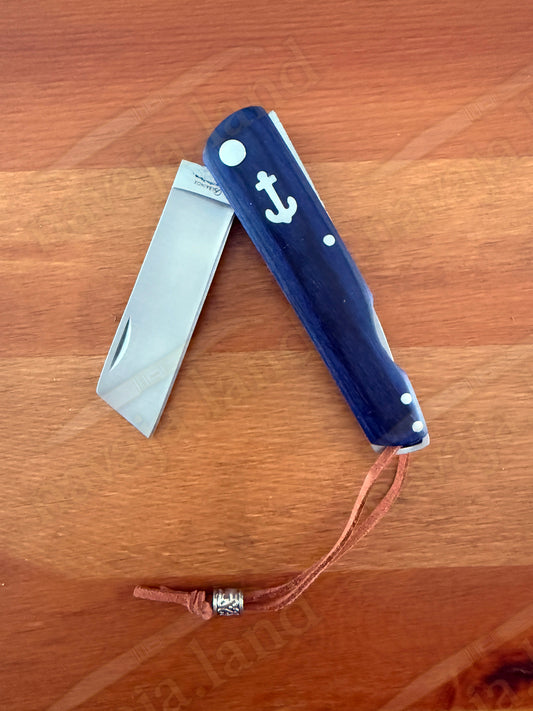 2.95" Cut Tip Navaja Pocket Knife Sailor / Marinera Blue Wood Handle Lockback