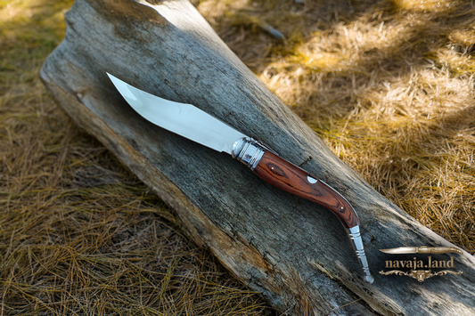 9" Blade Giant Navaja Sevillana Folding Knife Red Wood Scales w/ Ratchet - Spain