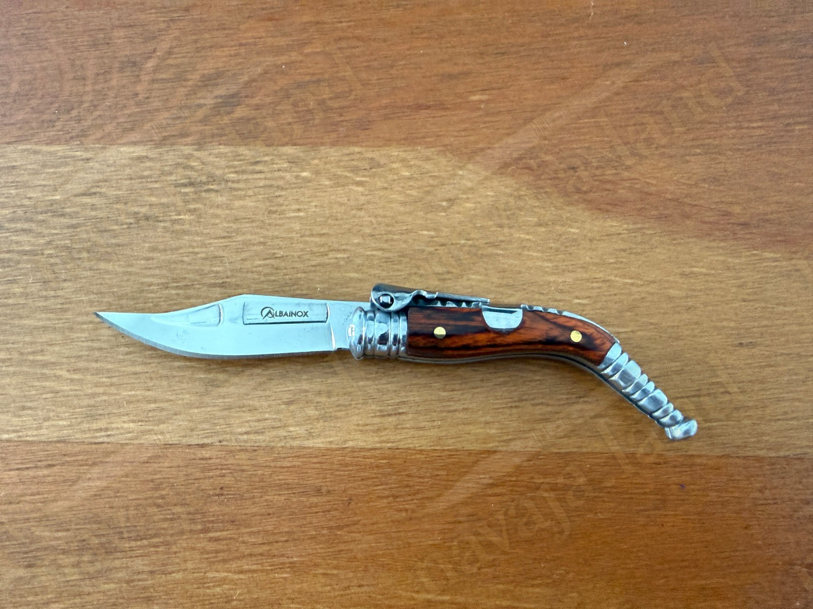 2" Blade Spanish Navaja Sevillana Pocket Knife Brown Wood Scales with Ratchet