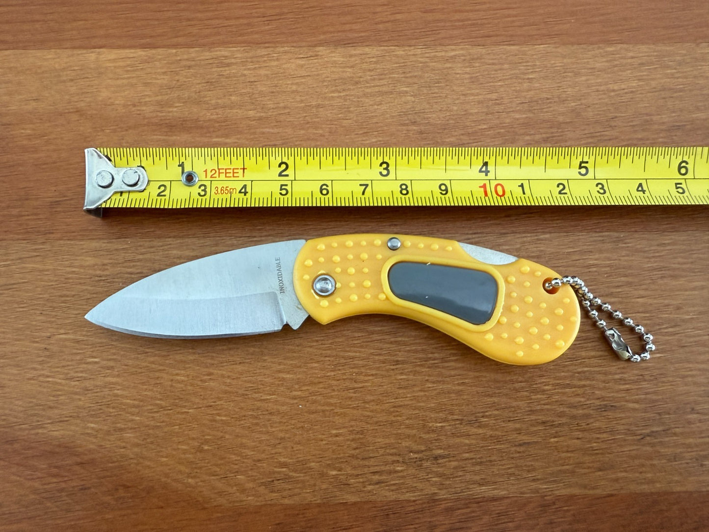 Keychain Mini Folding Knife 2" Stainless Steel Blade Yellow Lockback From Spain