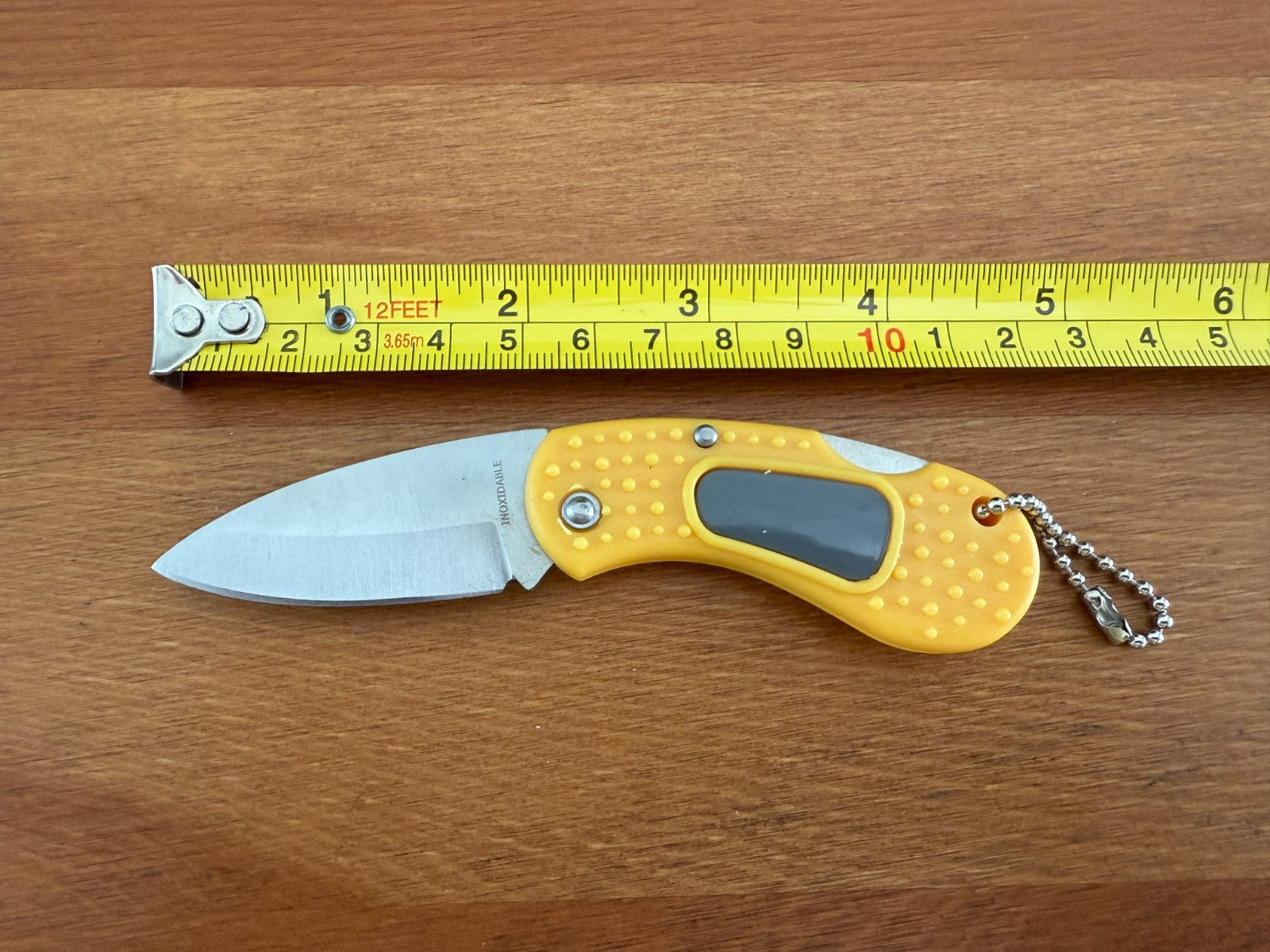 Keychain Mini Folding Knife 2" Stainless Steel Blade Yellow Lockback From Spain