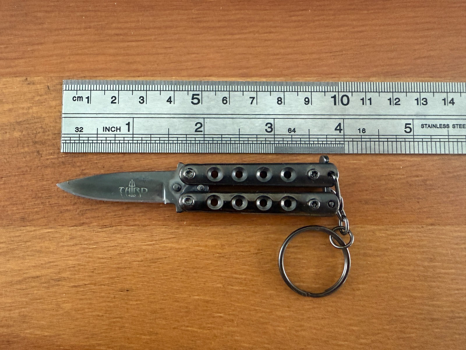 Keychain Mini Folding Knife Black Stainless Steel Handle & Blade From Spain