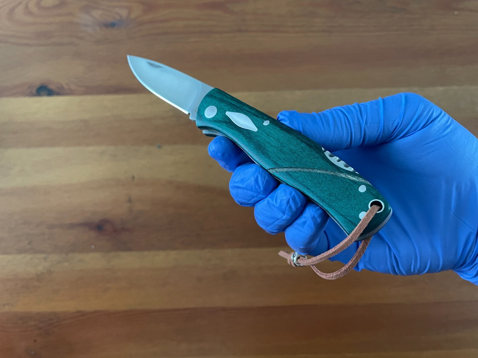 3.15" Stainless Steel Spanish Navaja Pocket Knife Green Stamina Wood Scales