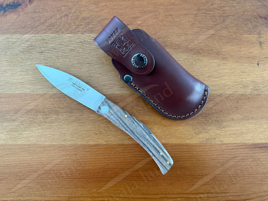 Joker BECADA Knife – 3.15” Sandvik 14C28N Blade | Walnut Handle | Leather Sheath