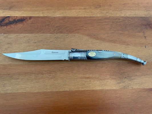 5” Spanish Navaja Serrana Folding Pocket Knife Real Bullhorn Handle US Seller