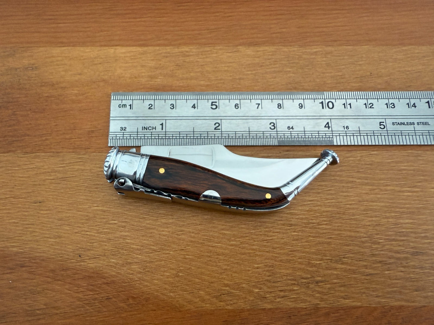 2.6” Spanish Navaja Jerezana Folding Knife Red Stamina Wood Scales With Ratchet