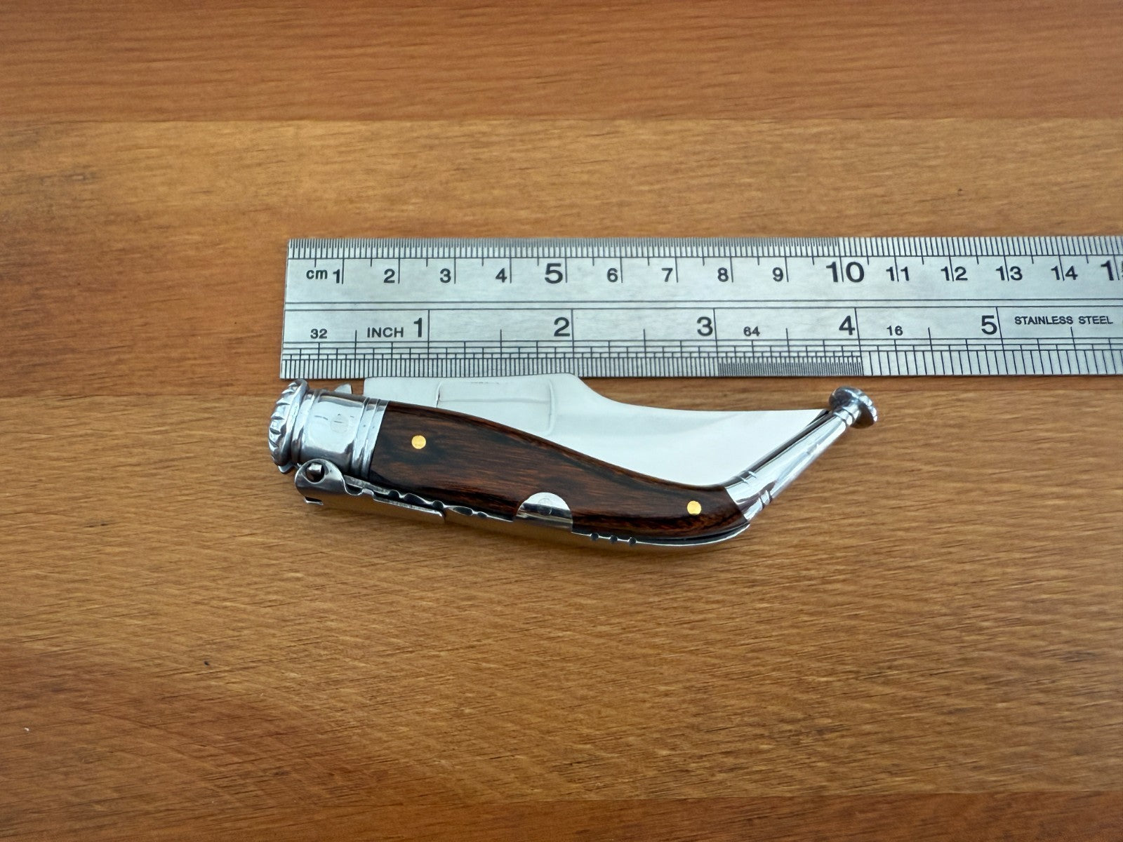 2.6” Spanish Navaja Jerezana Folding Knife Red Stamina Wood Scales With Ratchet