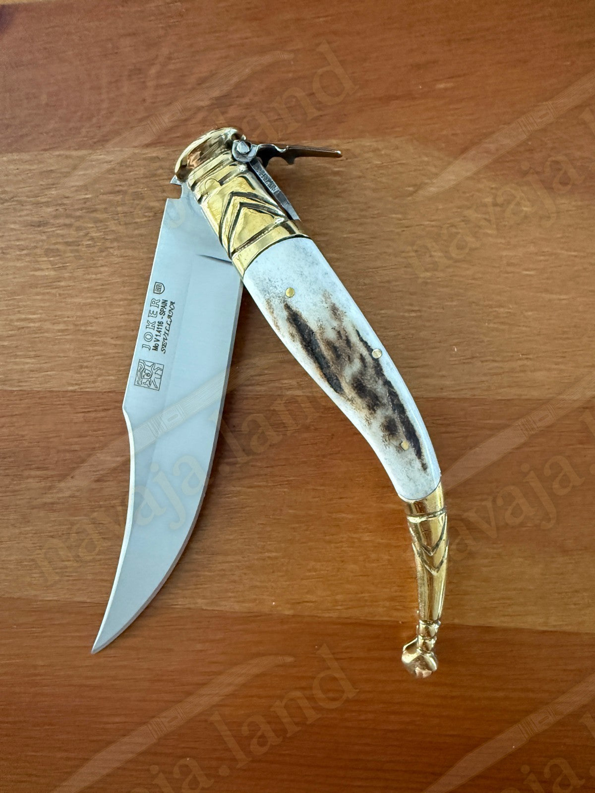 4.5” Spanish Navaja Joker Sevillana Pocket Knife Deer Horn Handle NO Ratcheting