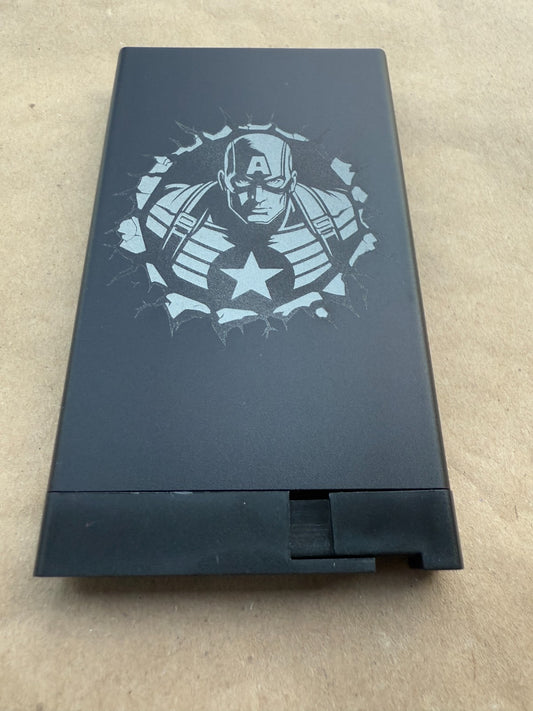 Captain America Pop Up Wallet Black Leather Credit Card Holder and Cash Aluminum