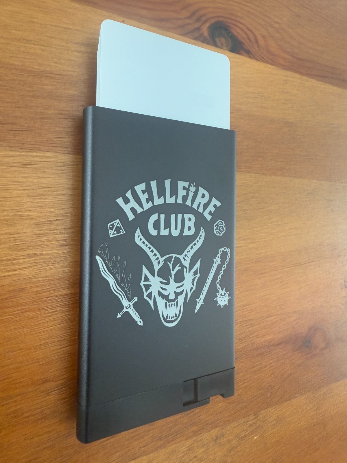 Hellfire Club Pop Up Wallet Brown Leather Credit Card Holder and Cash Aluminum