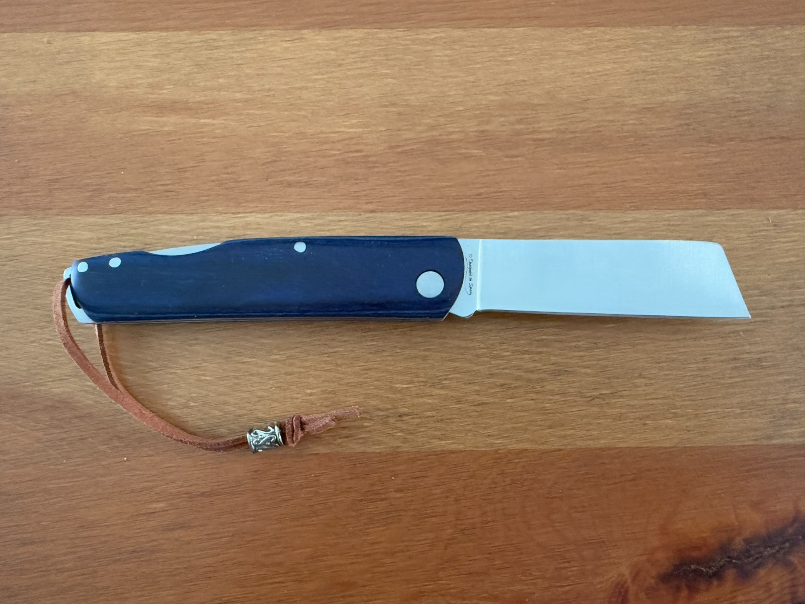 2.95" Cut Tip Navaja Pocket Knife Sailor / Marinera Blue Wood Handle Lockback